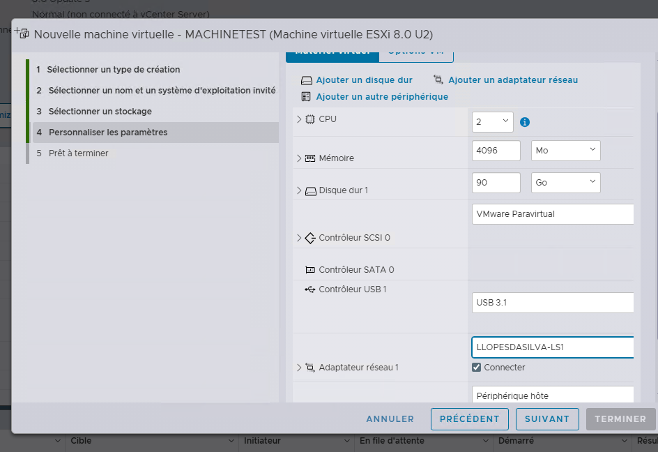 Étape 5 - Configuration matérielle de la VM