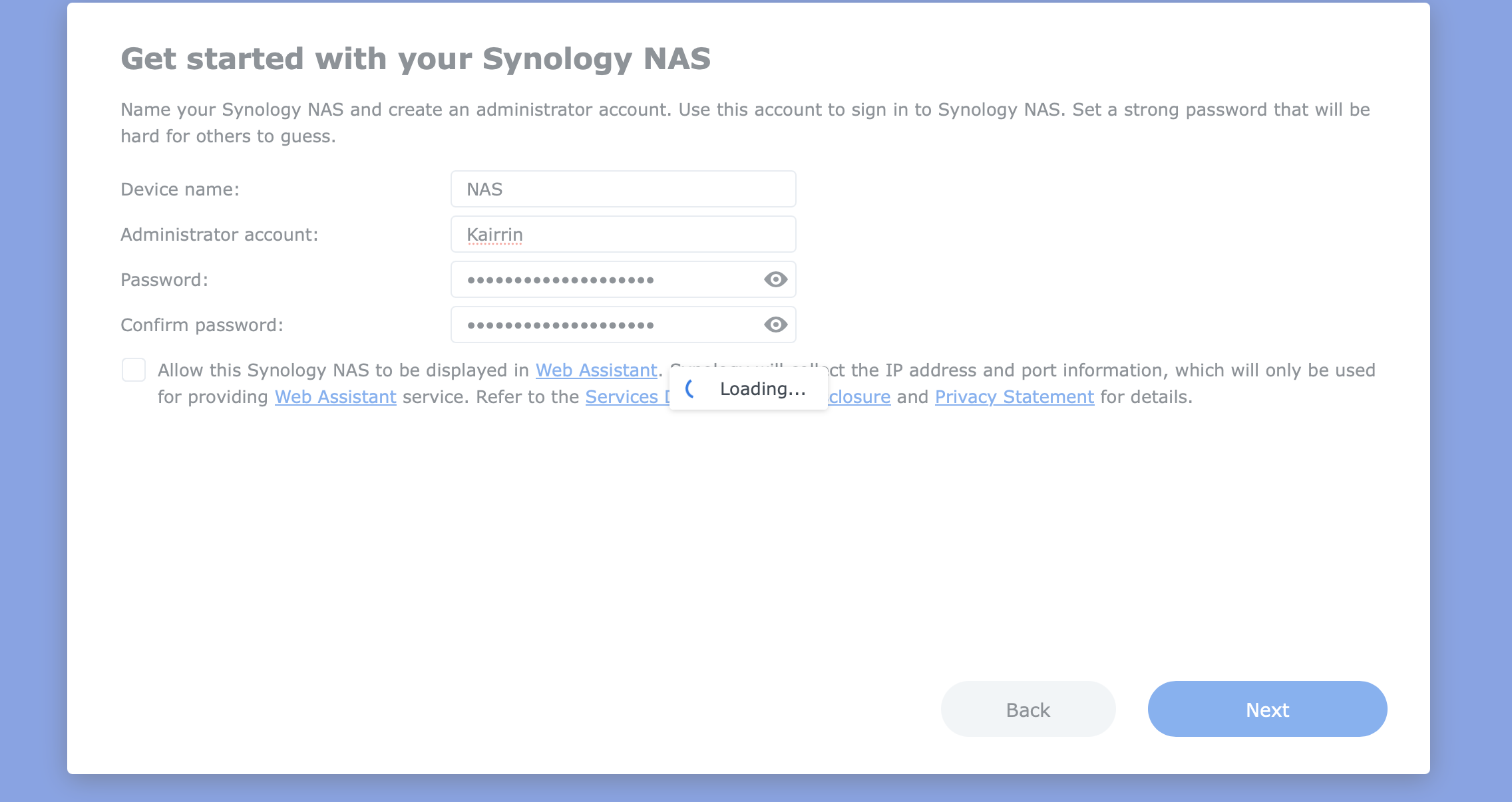 Création compte administrateur