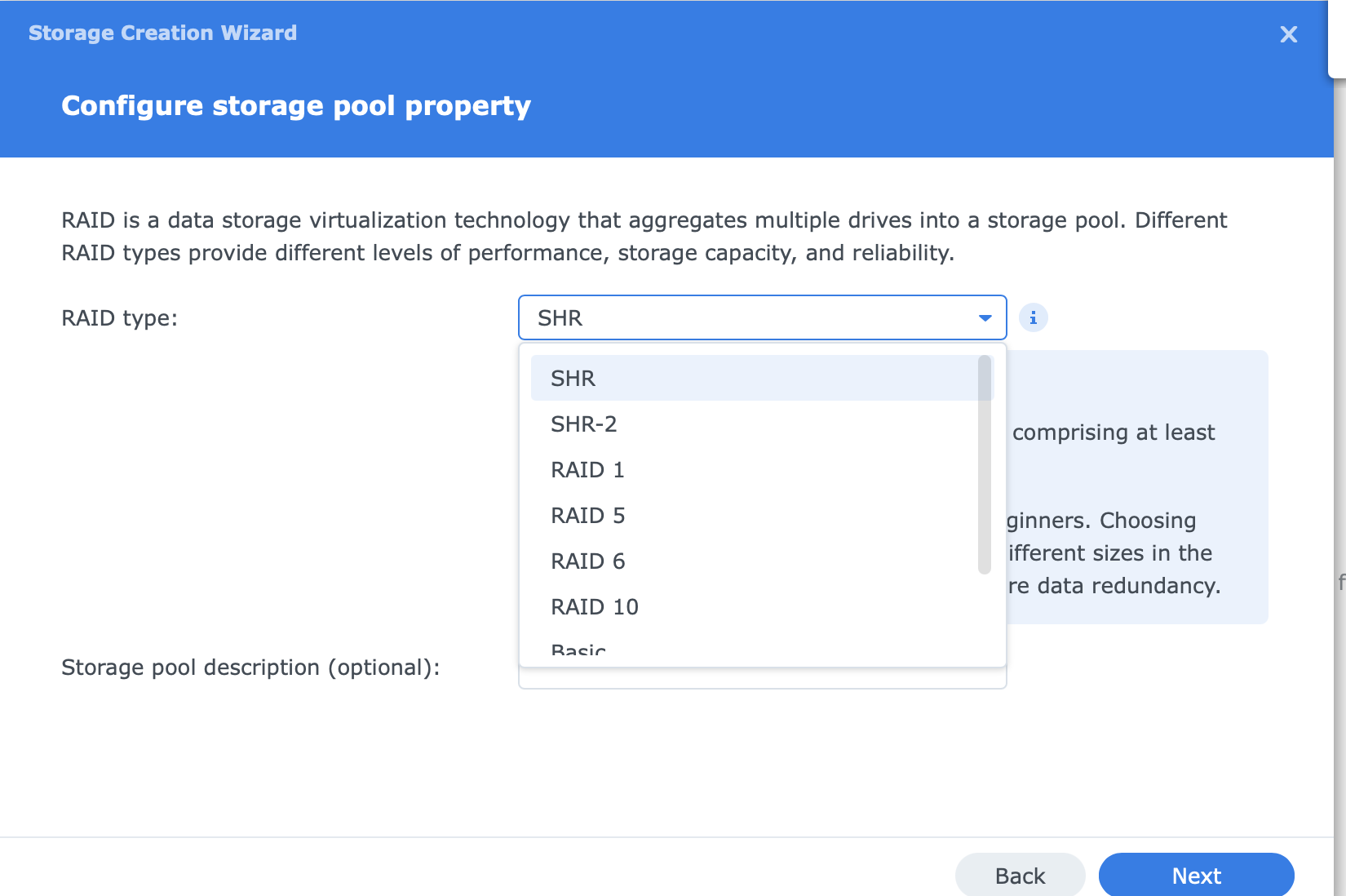 Assistant de création de stockage