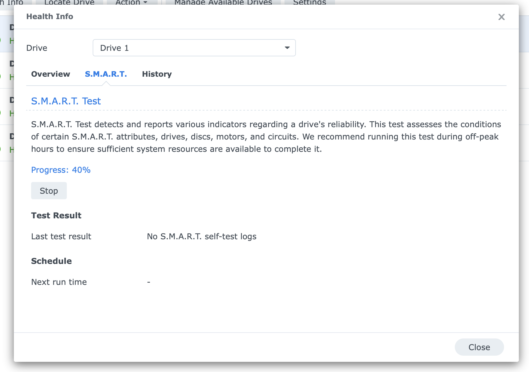 Configuration tests SMART