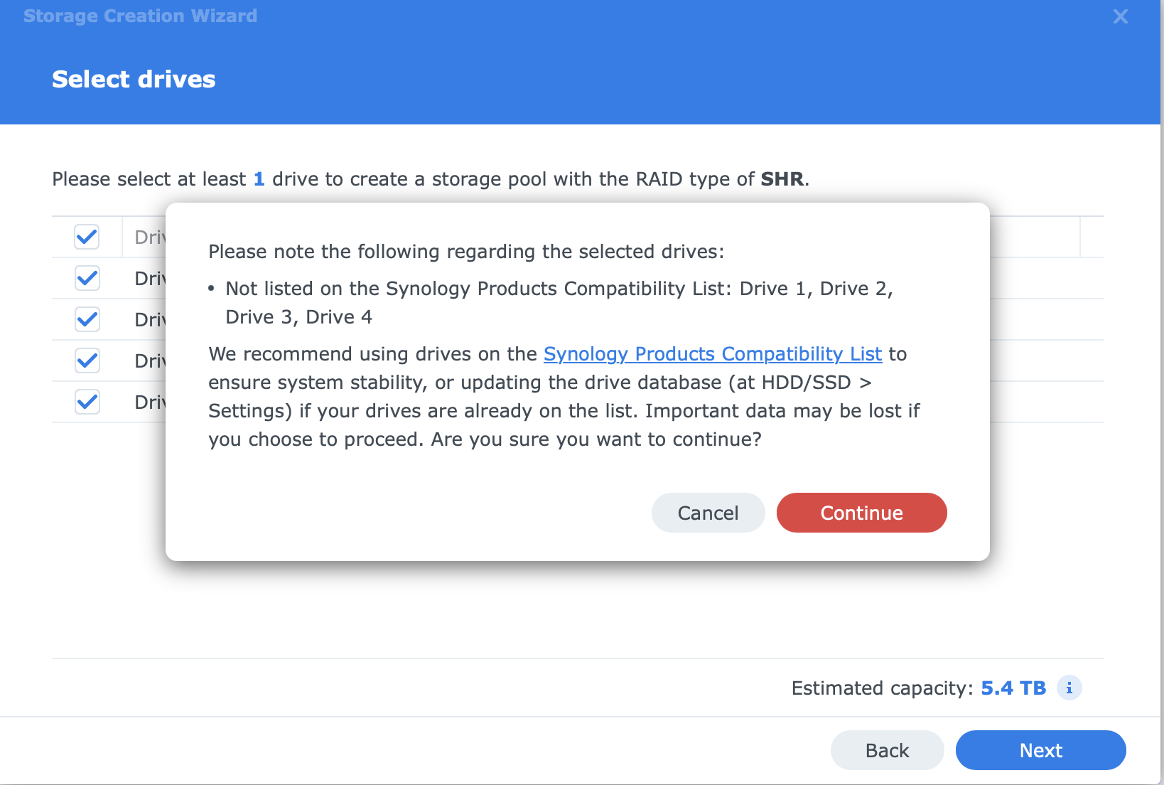 Sélection des disques