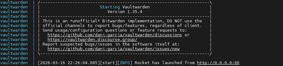 Vaultwarden fonctionnel